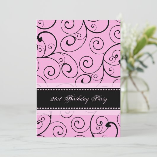 De roze Zwarte Uitnodigingen van de Partij van de (Staand voorkant)