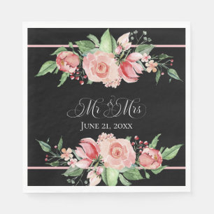 De Rozen ruiken, Floral Mr. & Mrs Wedding Servet