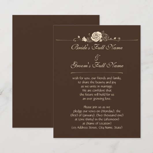 De Rozen van de koffie en van de Room Kaart (Voorkant / Achterkant)