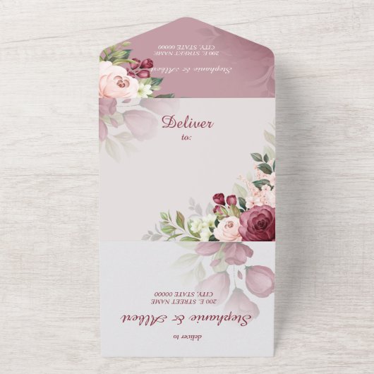 De Rozen van de waterverf allen in de Uitnodiging (Buitenkant)