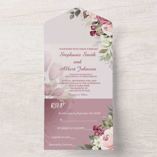 De Rozen van de waterverf allen in de Uitnodiging (Binnen)