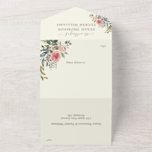 De Rozen van de waterverf allen in de Uitnodiging (Buitenkant)