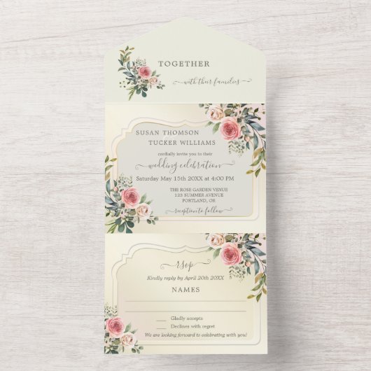 De Rozen van de waterverf allen in de Uitnodiging  (Binnen)