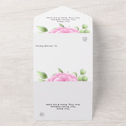 De Rozen van de waterverf allen in de Uitnodiging  (Buitenkant)