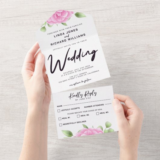 De Rozen van de waterverf allen in de Uitnodiging  (Afscheurbaar)