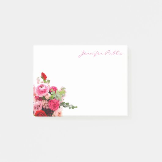 De Rozen van de Waterverf van de Tekst van het Han Post-it® Notes (Voorkant)