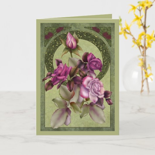 De Rozen van het art deco Kaart (Gele Bloem)