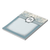 De Rozen van het blauw en van de Room met Monogram Notitieblok (Linkerzijde)