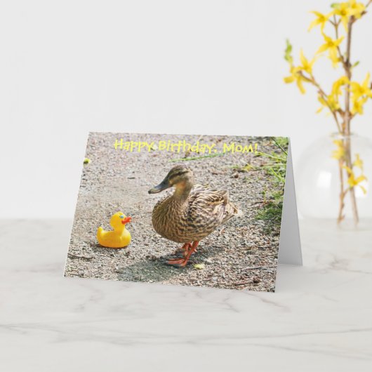 De rubber Eend van de Eend en van de Moeder Kaart (Gele Bloem)