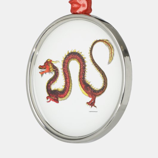 De Ruby Dragon Metalen Ornament (Links)
