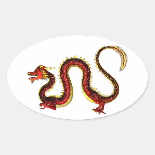 De Ruby Dragon Ovale Sticker (Voorkant)