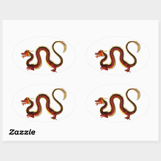 De Ruby Dragon Ovale Sticker (Vel)