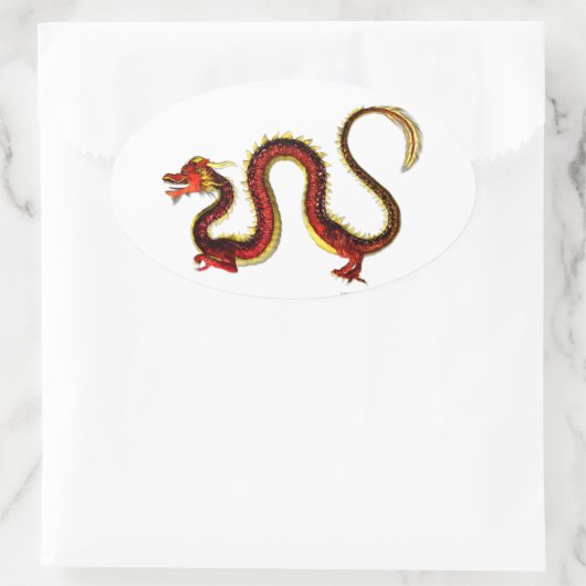 De Ruby Dragon Ovale Sticker (Tas)