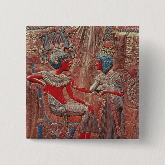 De rug van de troon van Tutankhamun Vierkante Button 5,1 Cm (Voorkant)