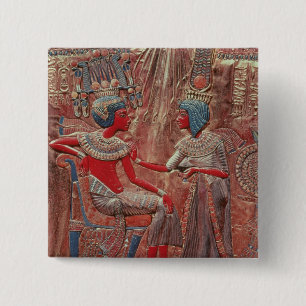 De rug van de troon van Tutankhamun Vierkante Button 5,1 Cm