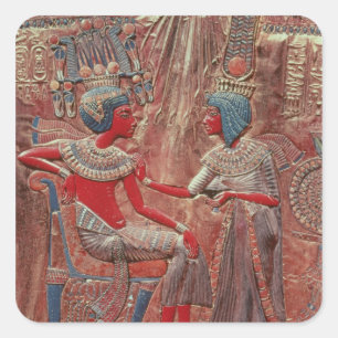 De rug van de troon van Tutankhamun Vierkante Sticker
