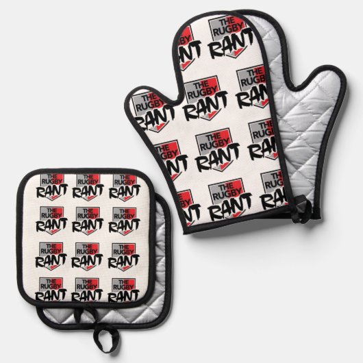 De Rugby Rant Oven Mitts Ovenwant & Pannenlap Set (Voorkant / Achterkant)