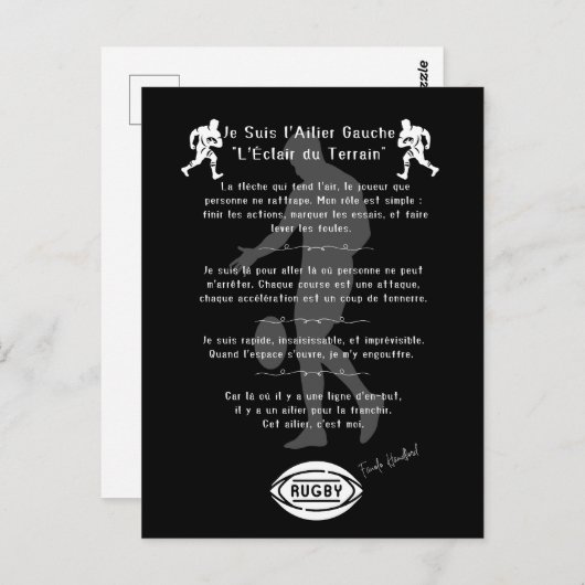 De rugbyvleugel briefkaart (Voorkant / Achterkant)