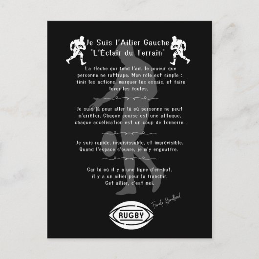 De rugbyvleugel briefkaart (Voorkant)