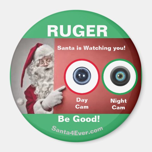 De RUGER Santa kijkt naar je. Dag en nacht Magneet (Voorkant)