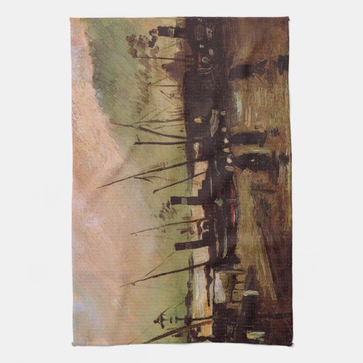 De Ruijterkade in Amsterdam door Vincent van Gogh Theedoek (Verticaal)