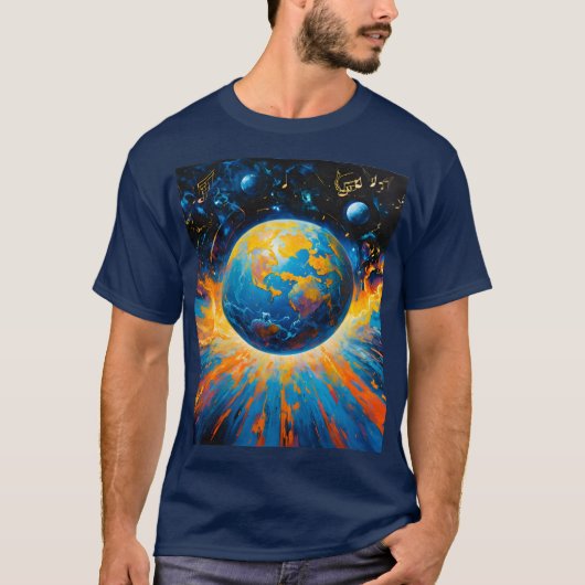 de ruimte bewogen door muziek t-shirt (Voorkant)