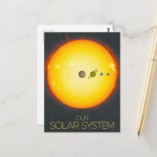 De ruimte, het zonnestelsel, de zon en de planeten briefkaart