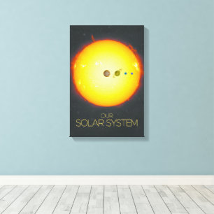De ruimte, het zonnestelsel, de zon en de planeten canvas afdruk