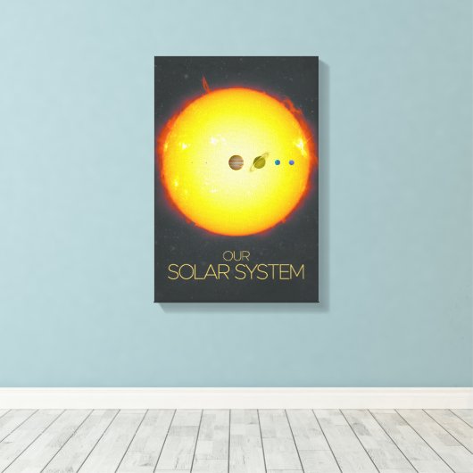 De ruimte, het zonnestelsel, de zon en de planeten canvas afdruk (Insitu (Houten vloer))