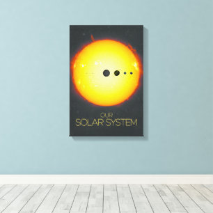 De ruimte, het zonnestelsel, de zon en de planeten canvas afdruk