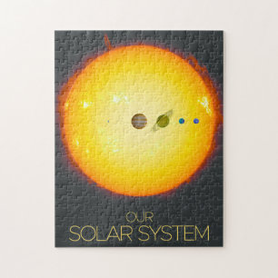 De ruimte, het zonnestelsel, de zon en de planeten legpuzzel