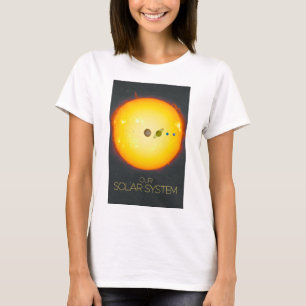 De ruimte, het zonnestelsel, de zon en de planeten t-shirt