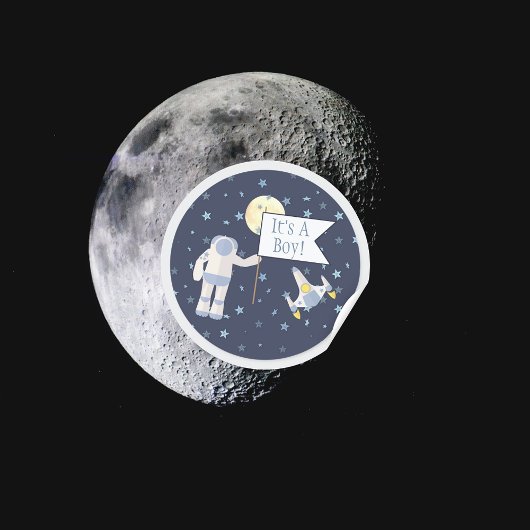 De ruimte is een jongen! ronde sticker