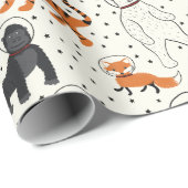 De ruimte is gevarieerde dierlijke astronauten cadeaupapier (Rol Hoek)