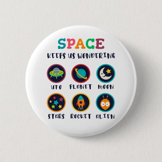 De ruimte laat ons wonderen ronde button 5,7 cm (Voorkant)
