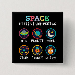 De ruimte laat ons wonderen vierkante button 5,1 cm