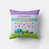De ruimte van het kind Ladybugs voegt naam paars g Kussen (Achterkant)