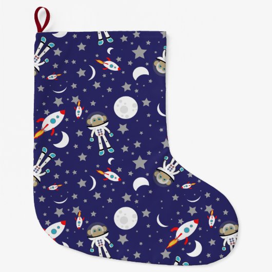 De ruimteapenkerststaart grote kerstsok (Voorkant)