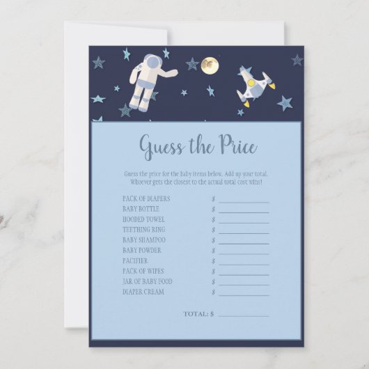 De ruimteastronaut raadt het prijsspel aan kaart (Voorkant)