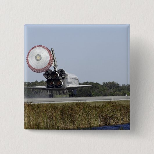 De ruimtependelAtlantis ontruimt zijn belemmerings Vierkante Button 5,1 Cm (Voorkant)