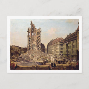 De ruïnes van de oude Kreuzkirche, Dresden Briefkaart