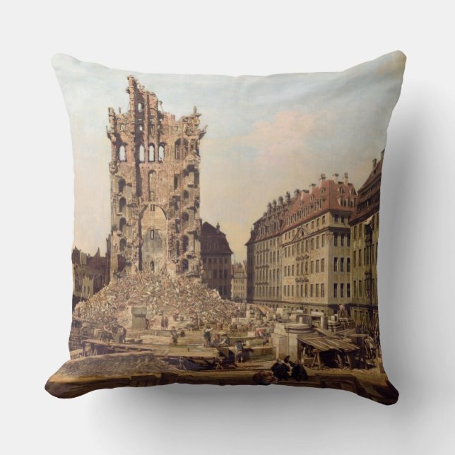 De ruïnes van de oude Kreuzkirche, Dresden Kussen (Voorkant)