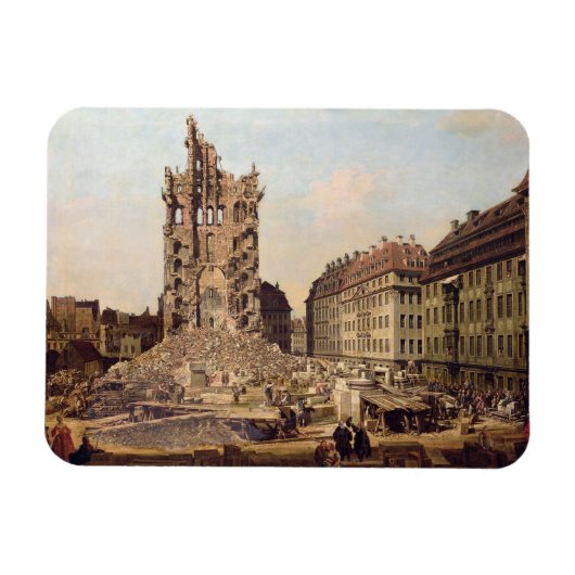 De ruïnes van de oude Kreuzkirche, Dresden Magneet (Horizontaal)