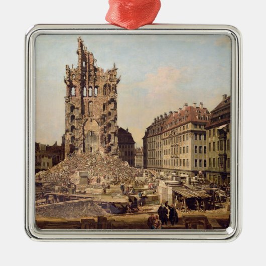De ruïnes van de oude Kreuzkirche, Dresden Metalen Ornament (Voorkant)