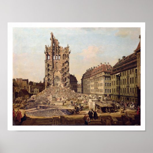 De ruïnes van de oude Kreuzkirche, Dresden Poster (Voorkant)