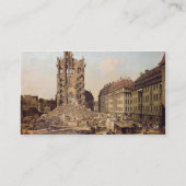 De ruïnes van de oude Kreuzkirche, Dresden Visitekaartje (Achterkant)