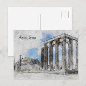 De ruïnes van de oude tempel Zeus, Athene, Grieken Briefkaart (Voorkant / Achterkant)