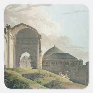 De ruïnes van het paleis in Madurai, 1798 Vierkante Sticker