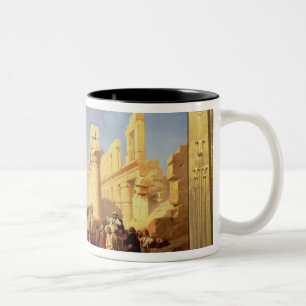 De ruïnes van het Paleis van Karnak in Thebes Tweekleurige Koffiemok