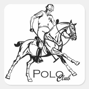 de ruiter club van de polosport vierkante sticker